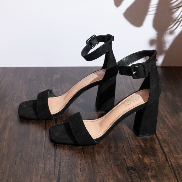 Black Strap Heel Faux Suede - Picture 2 of 11